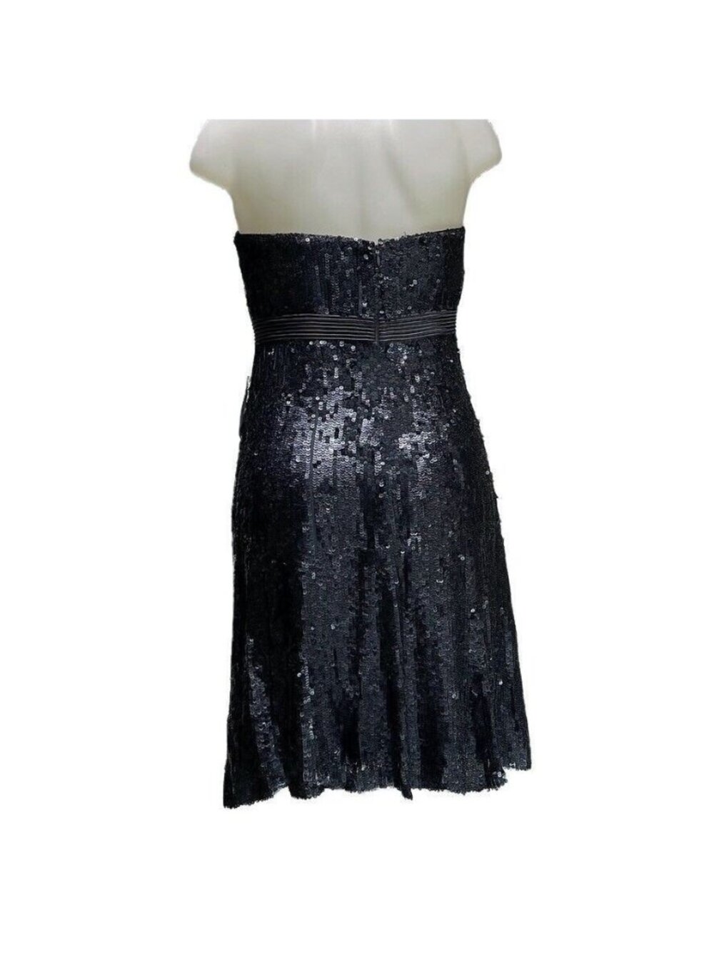 Strapless Black Sequin Cocktail Dress Knee-Length by BADGLEY MISCHKA - Picture 2 of 14
